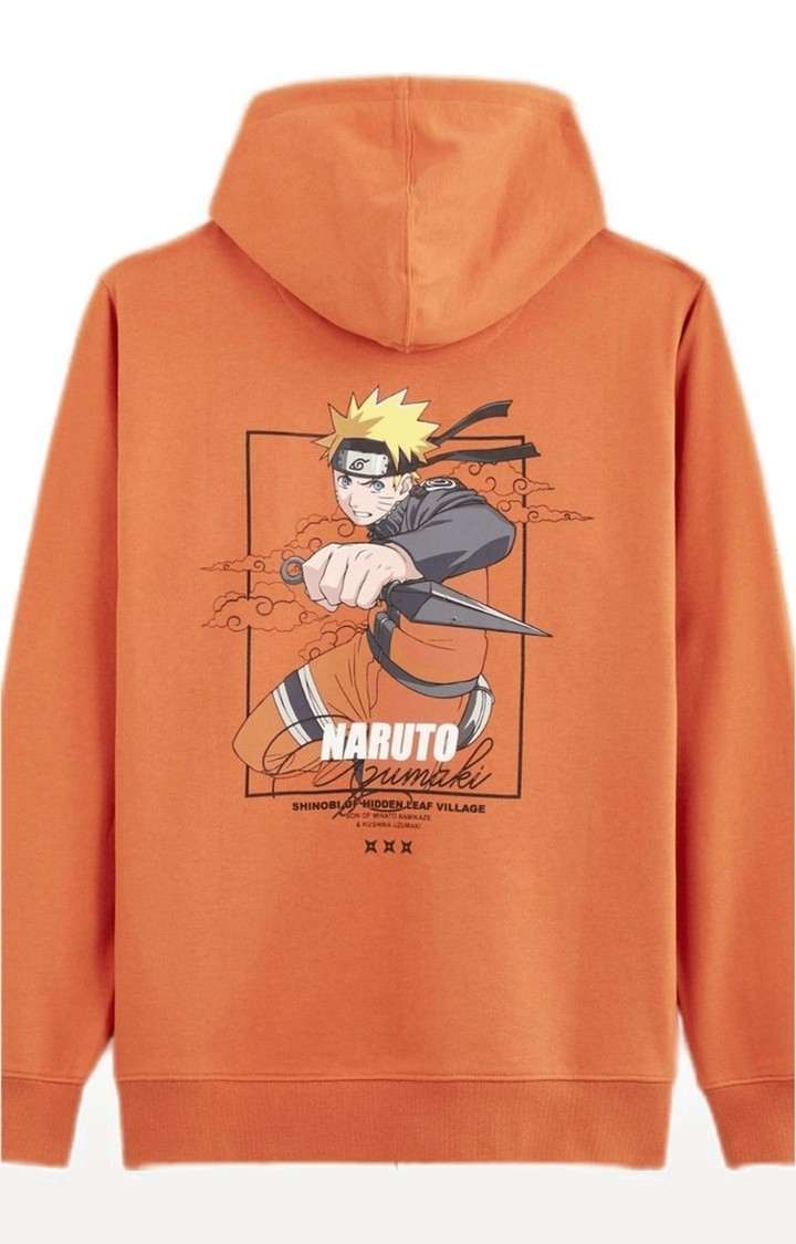 Men's Orange Solid Hoodies