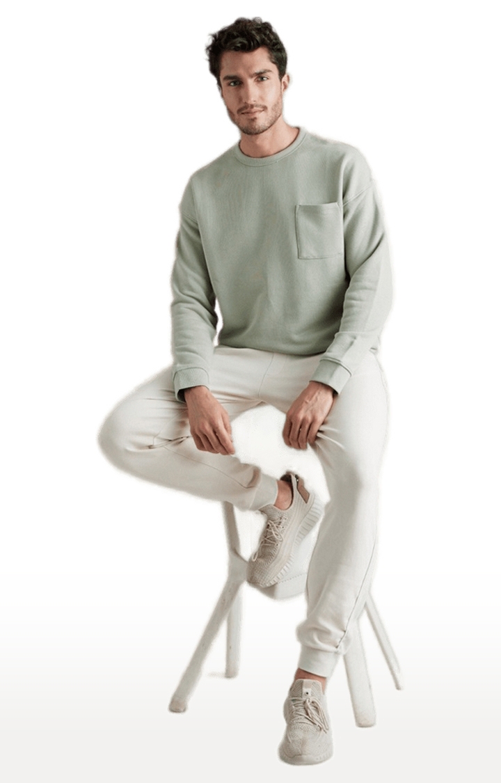 celio | Men's Green Solid Sweatshirts 1