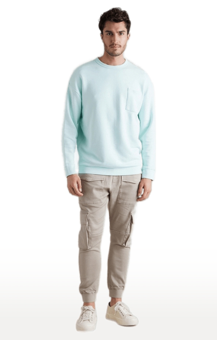 celio | Men's Blue Solid Sweatshirts 0