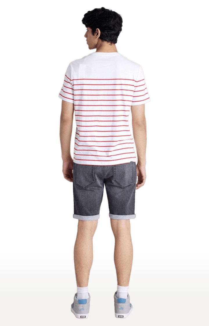 Men's White Striped Regular T-Shirts