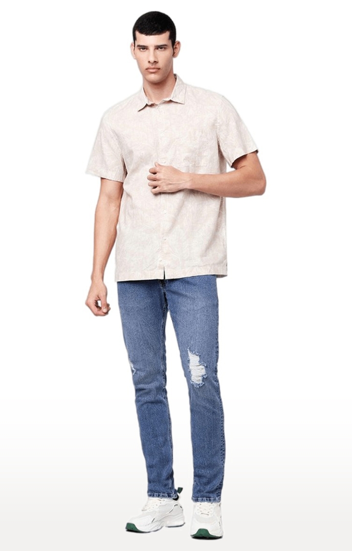celio | Men's Beige Printed Casual Shirts 1