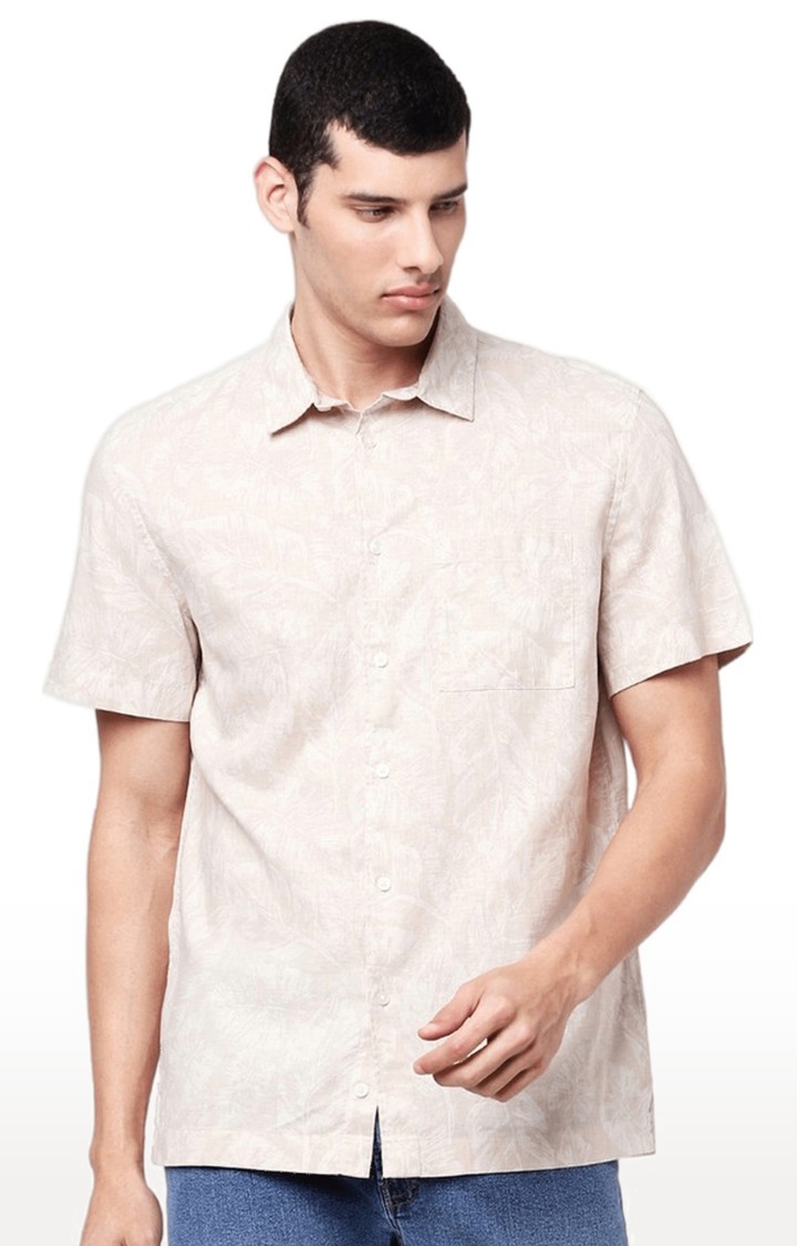 celio | Men's Beige Printed Casual Shirts 0