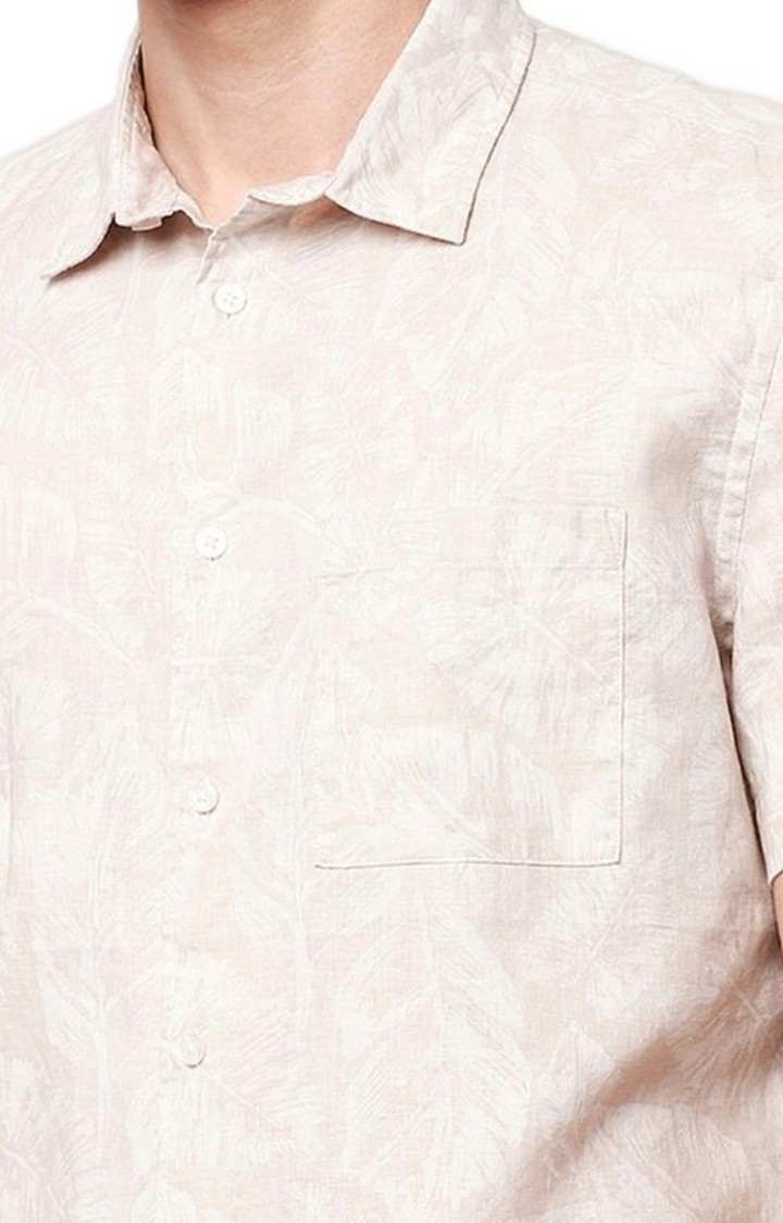 Men's Beige Printed Casual Shirts