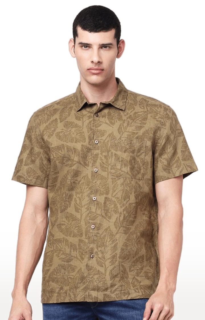 celio | Men's Brown Printed Casual Shirts