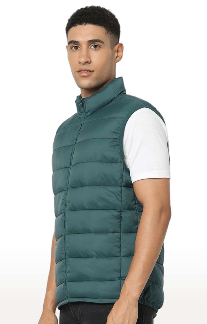 Men's Green Solid Gilet