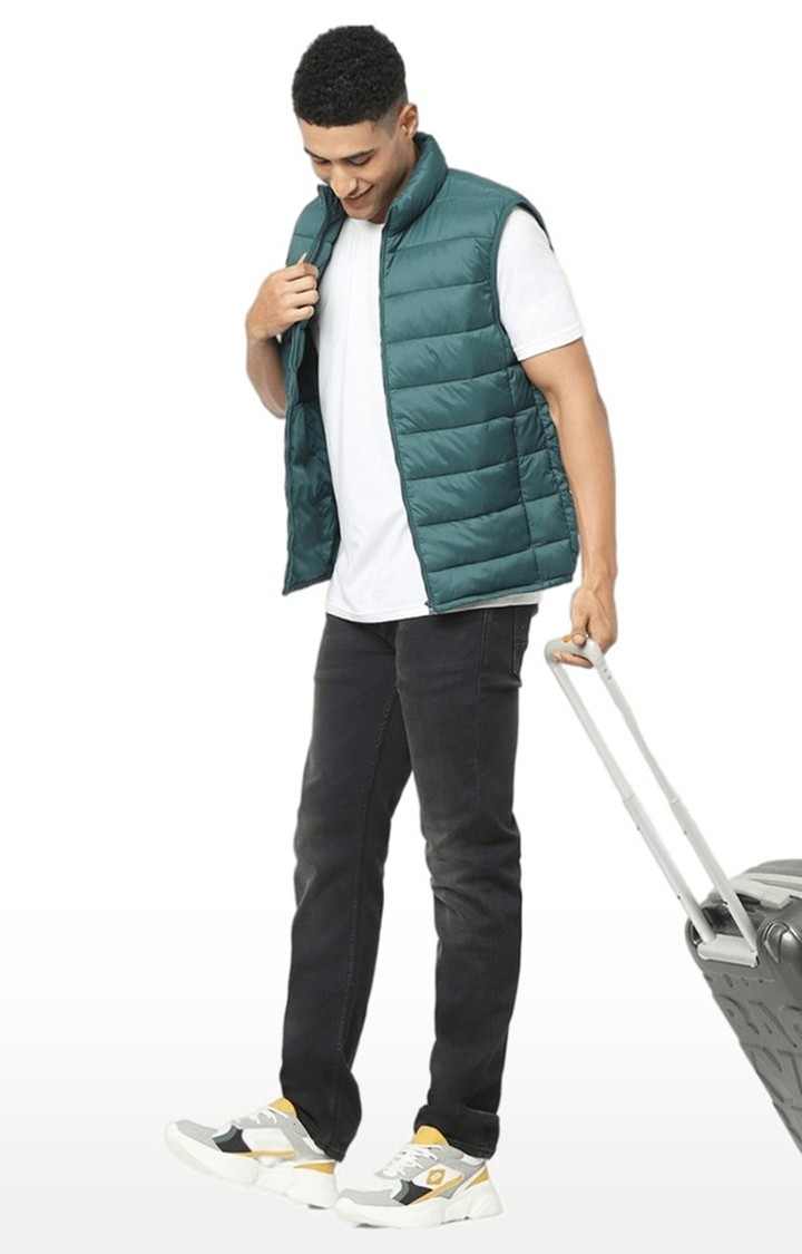 Men's Green Solid Gilet