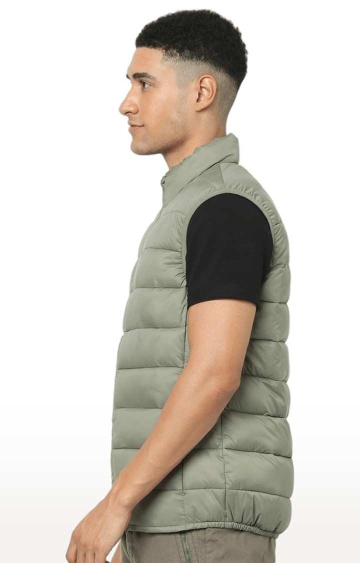 Men's Green Solid Gilet