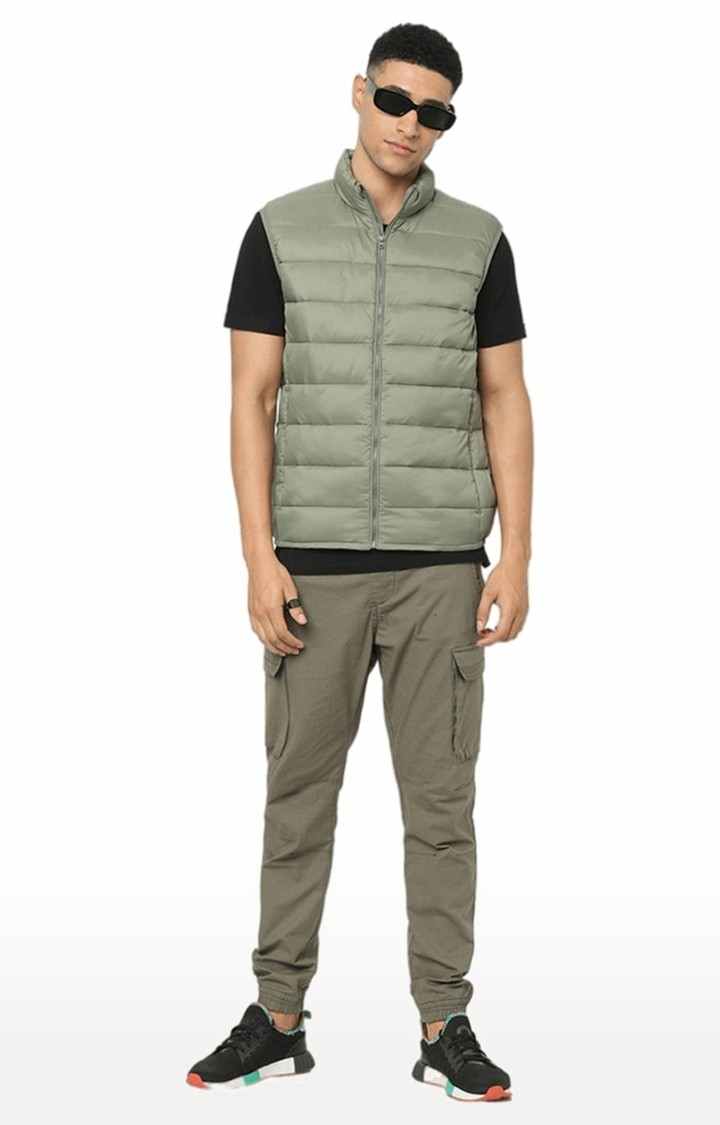 Men's Green Solid Gilet