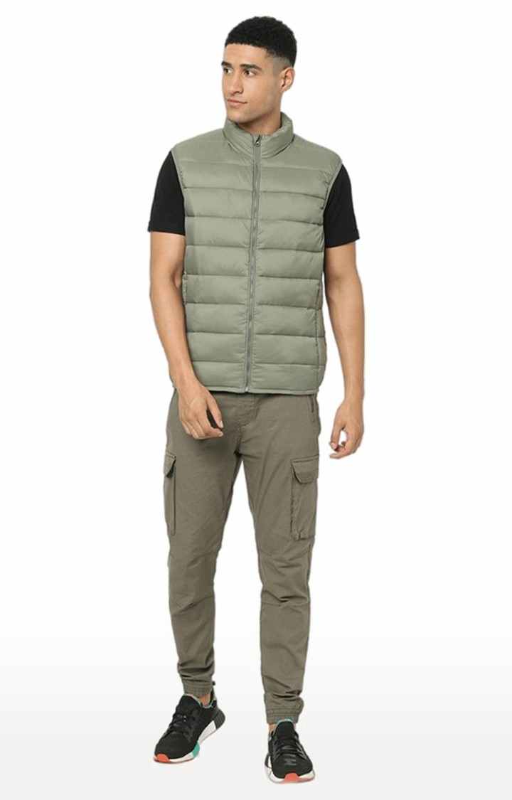 Men's Green Solid Gilet