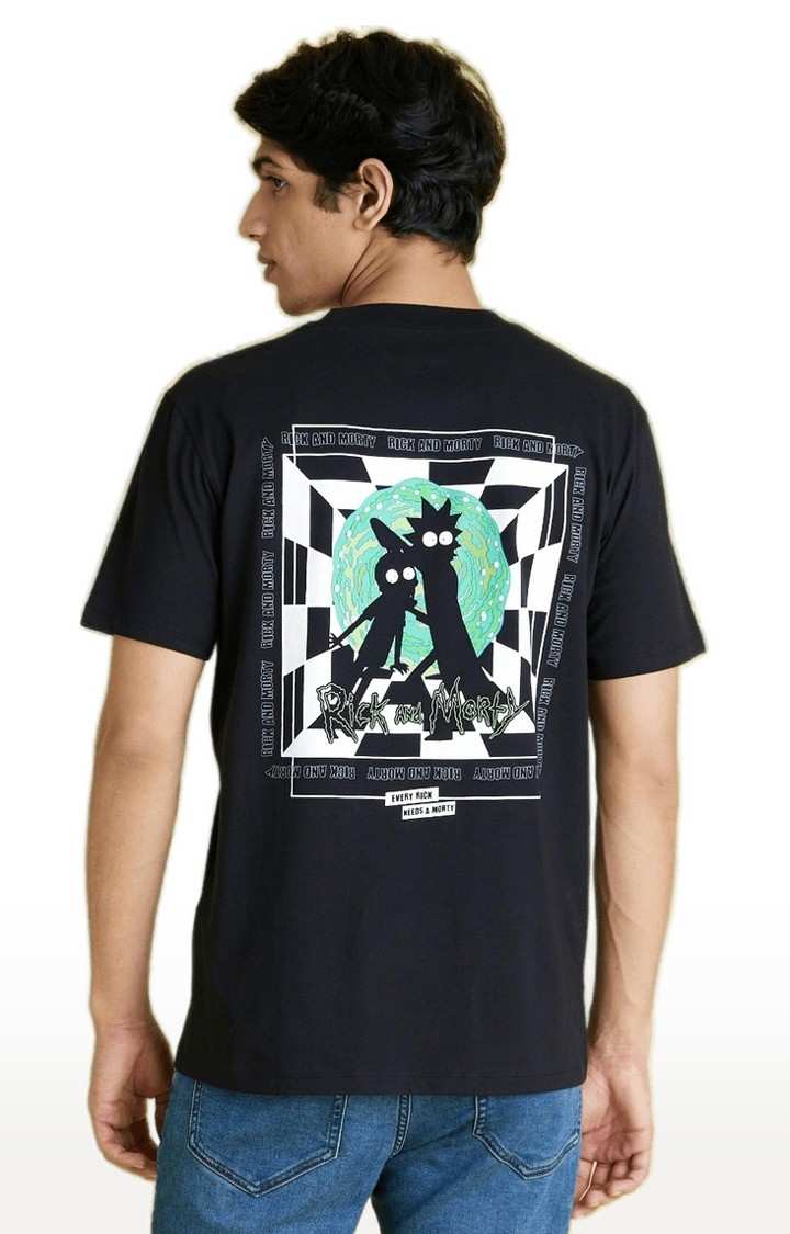 Men's Black Printed Regular T-Shirts