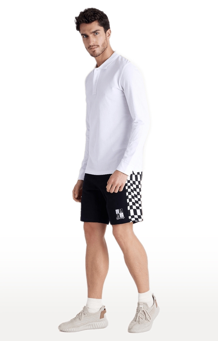 celio | Men's Black Cotton Checked Shorts 4