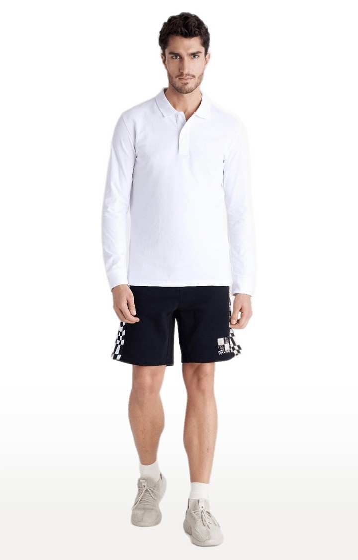 Men's Black Cotton Checked Shorts