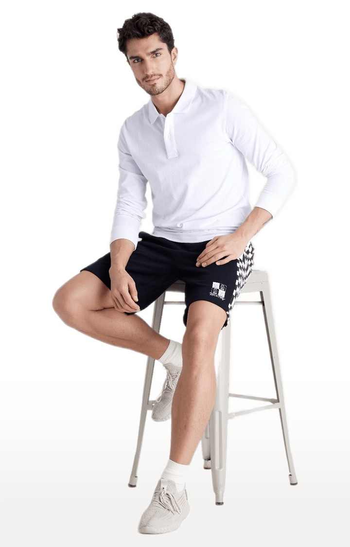 Men's Black Cotton Checked Shorts