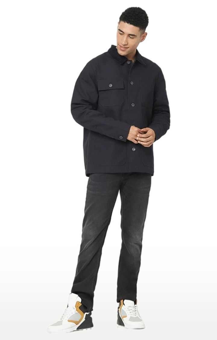 Men's Black Solid Western Jackets