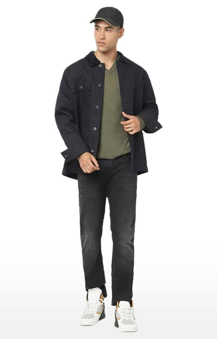 Men's Black Solid Western Jackets