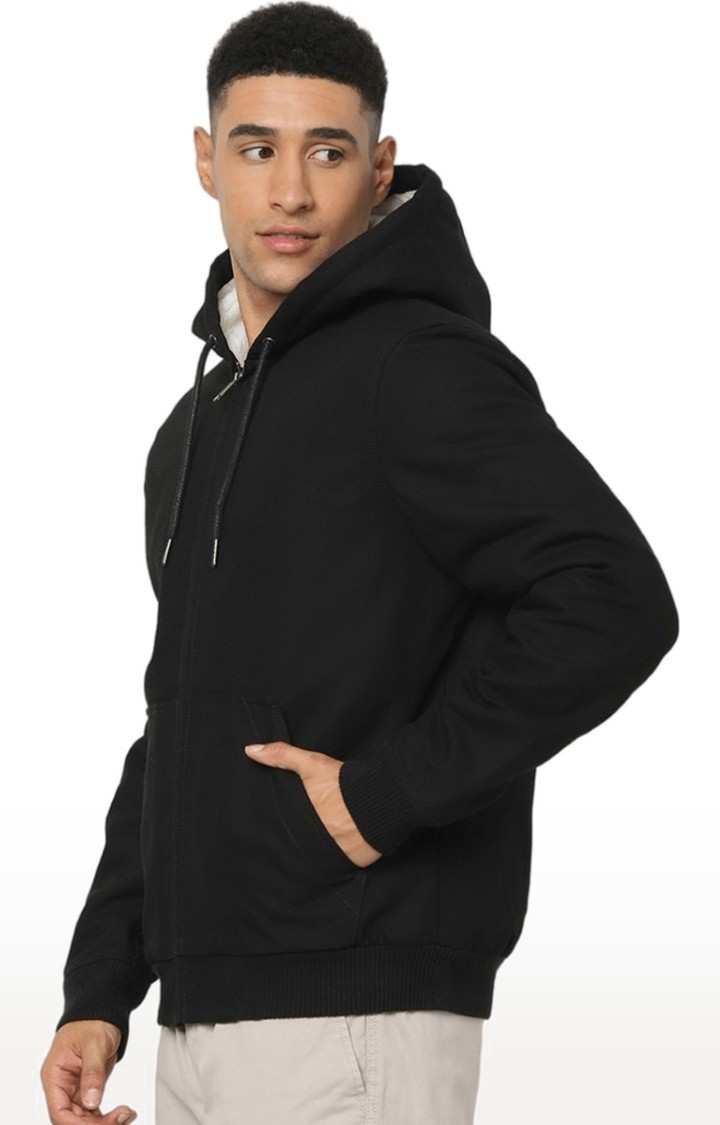 Men's Black Solid Hoodies