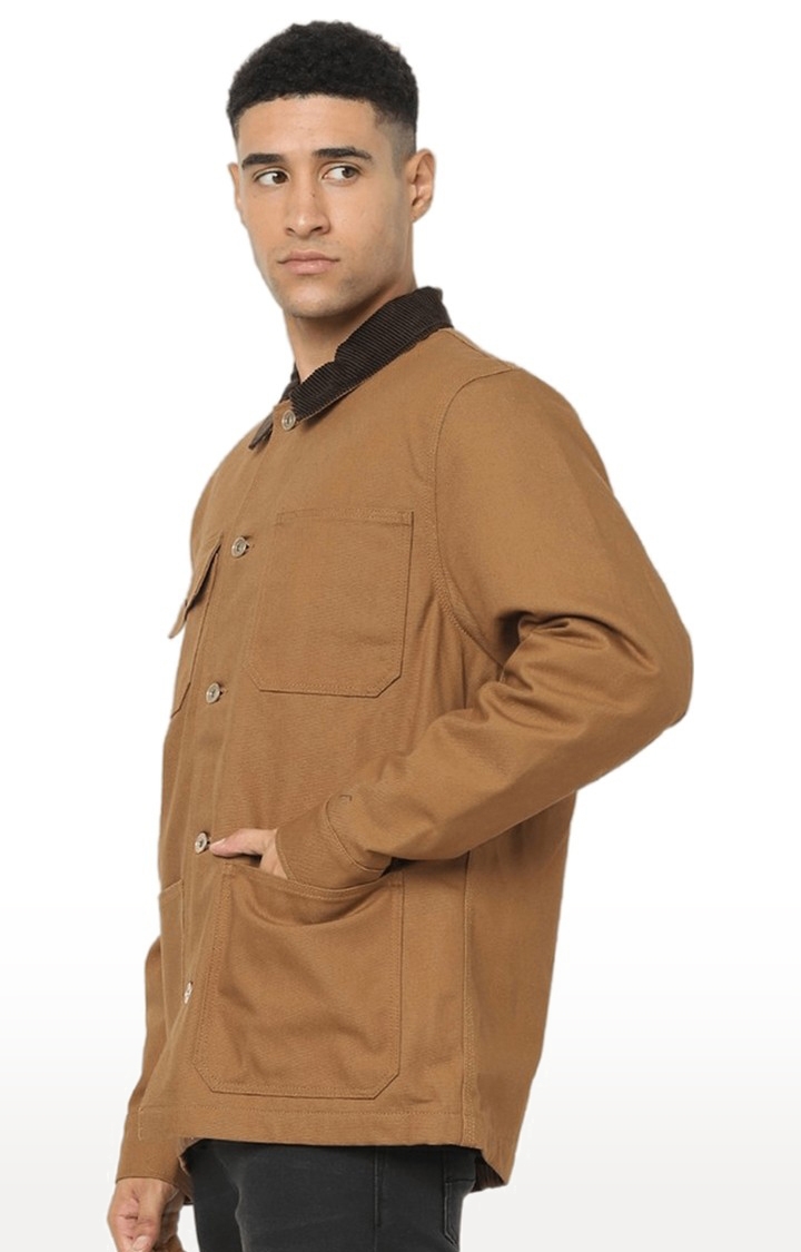 celio | Men's Brown Solid Western Jackets 3