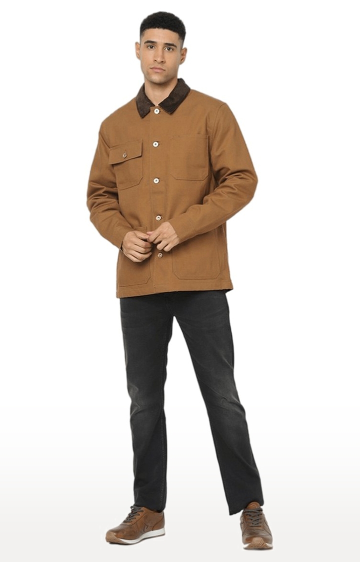 celio | Men's Brown Solid Western Jackets 1