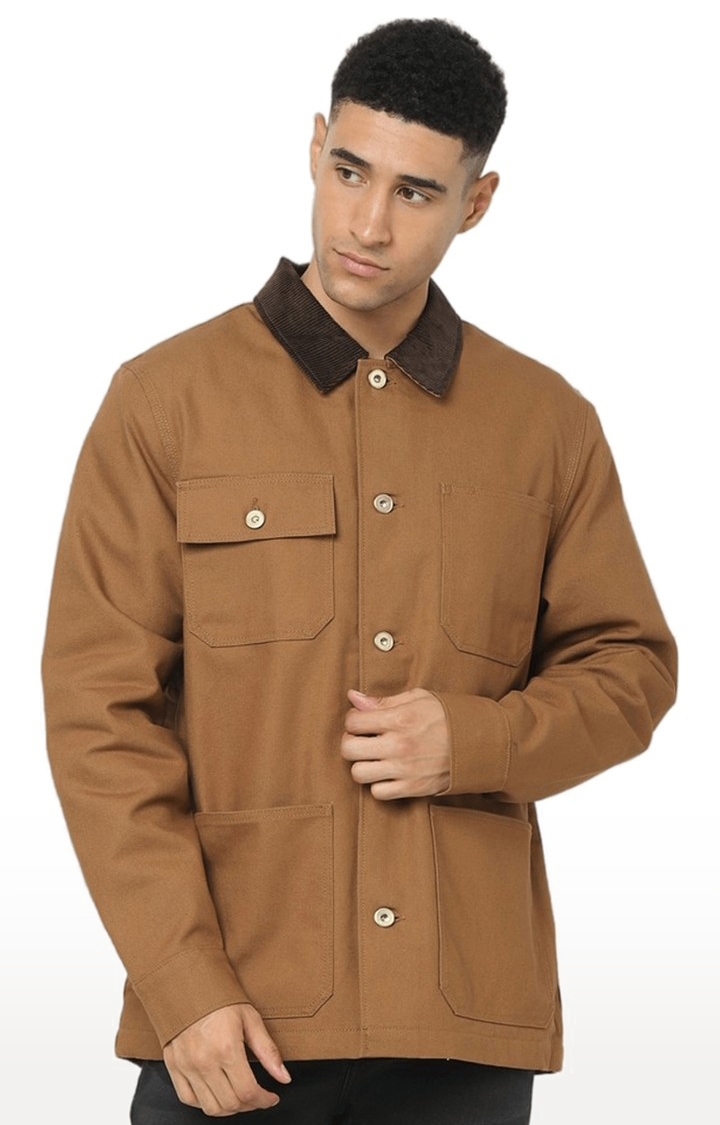 celio | Men's Brown Solid Western Jackets 0