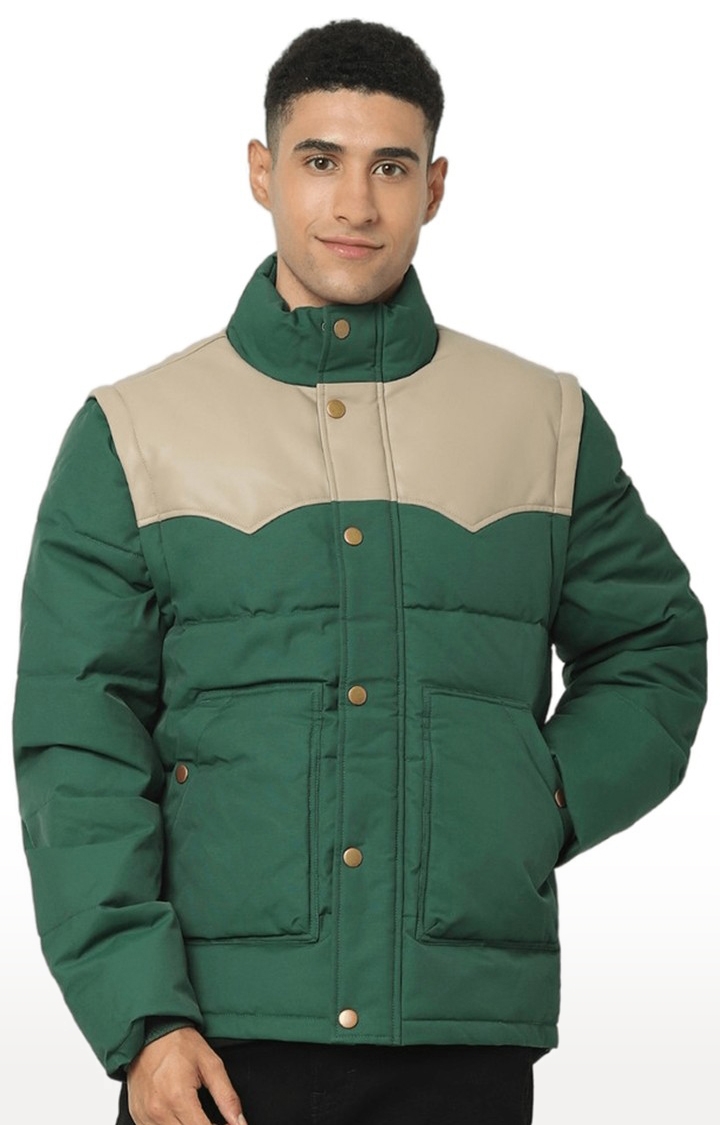 celio | Men's Green Solid Bomber Jackets