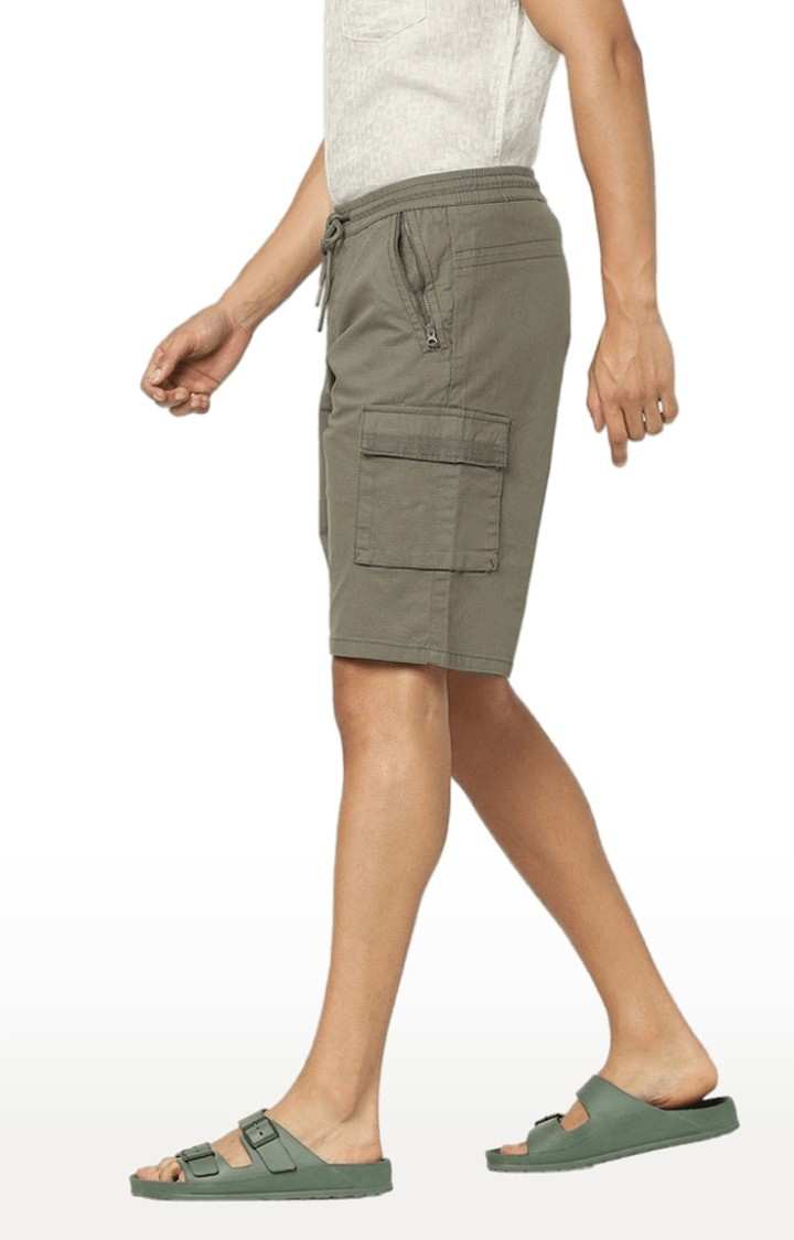 Men's Green Cotton Solid Shorts
