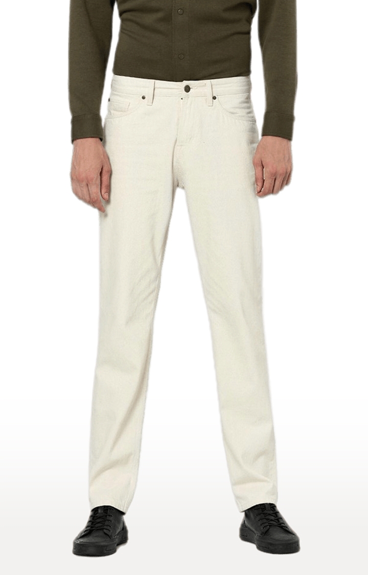 celio | Men's Beige Cotton Solid Straight Jeans