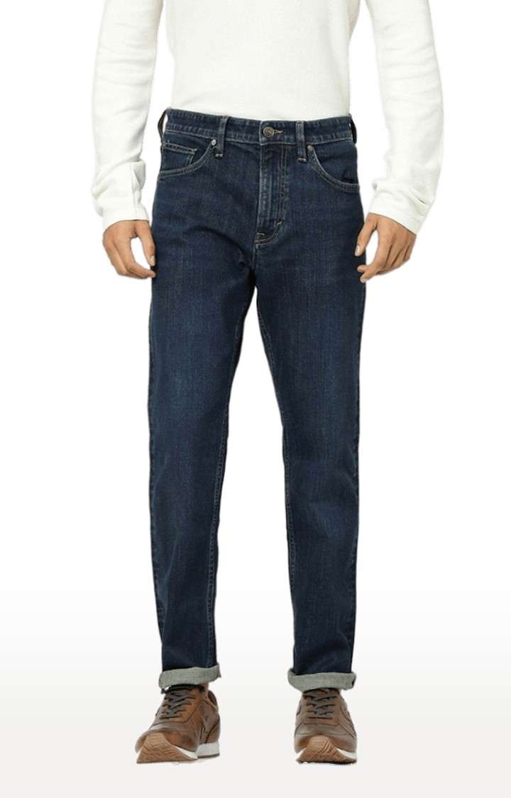 Men's Blue Cotton Solid Straight Jeans