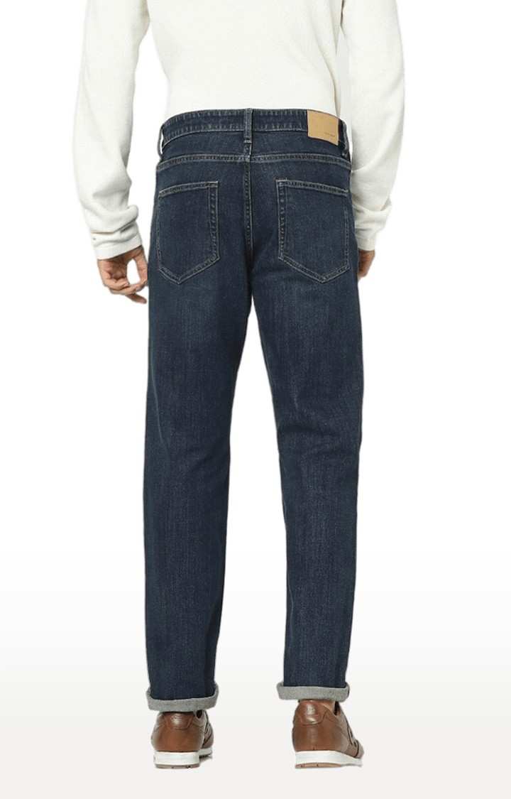 Men's Blue Cotton Solid Straight Jeans