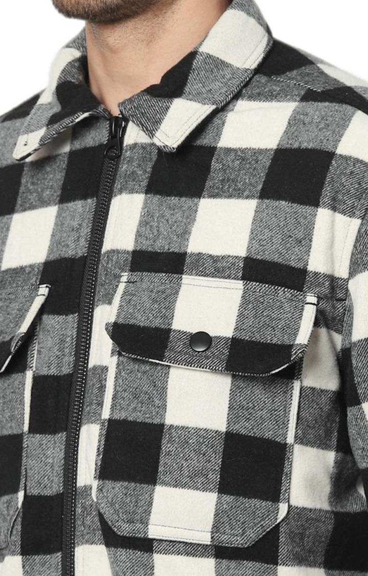 Men's Black Checked Western Jackets