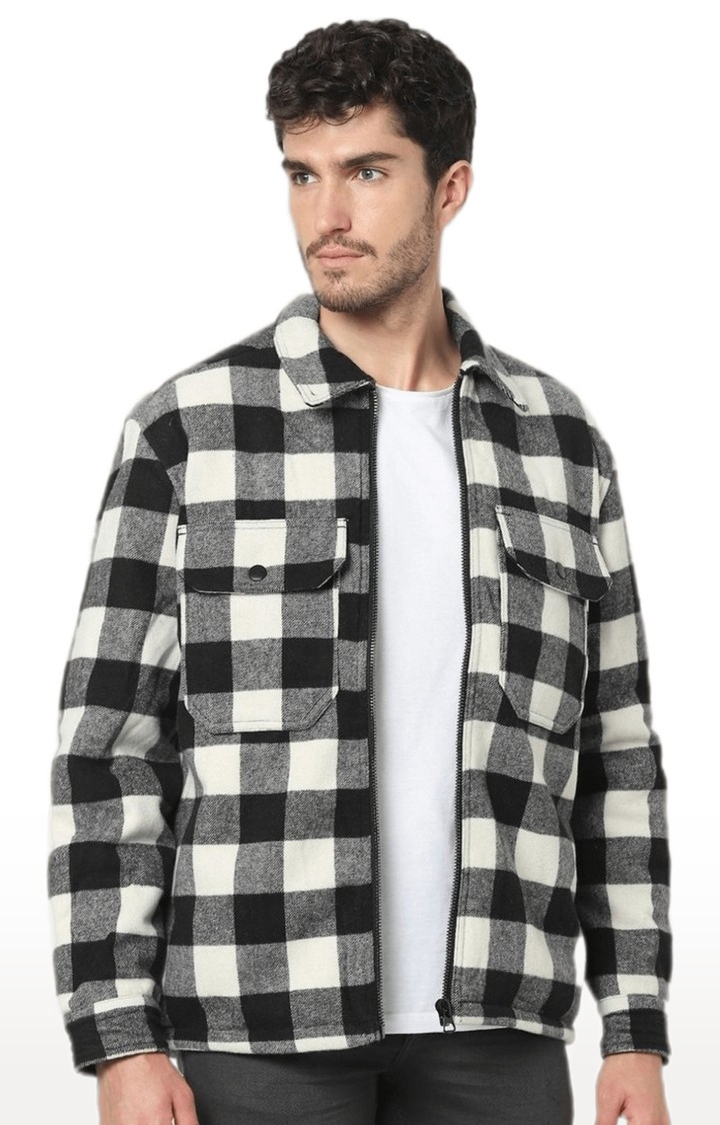 Men's Black Checked Western Jackets