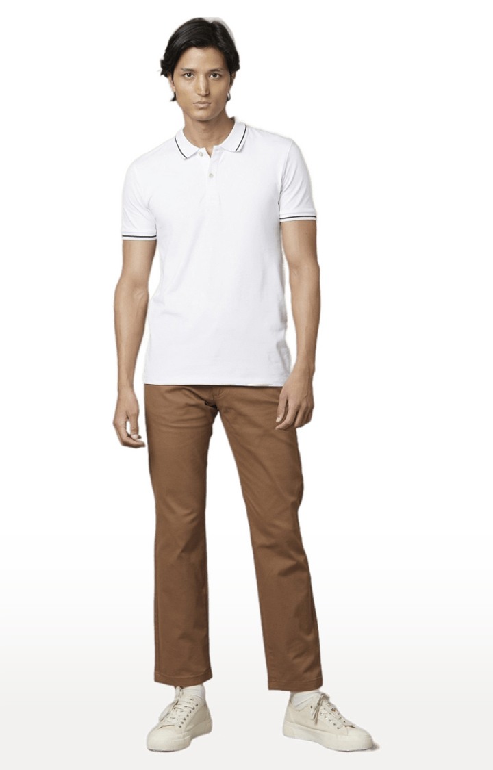 celio | Men's Brown Cotton Blend Solid Chinos 0