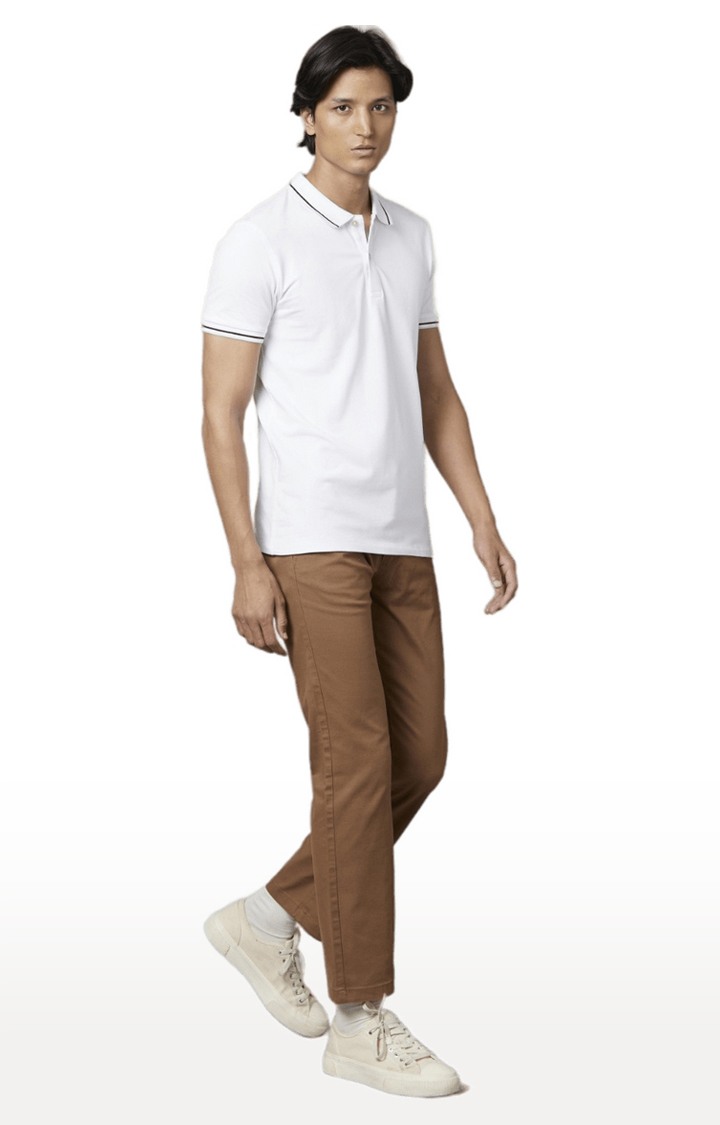 celio | Men's Brown Cotton Blend Solid Chinos 3