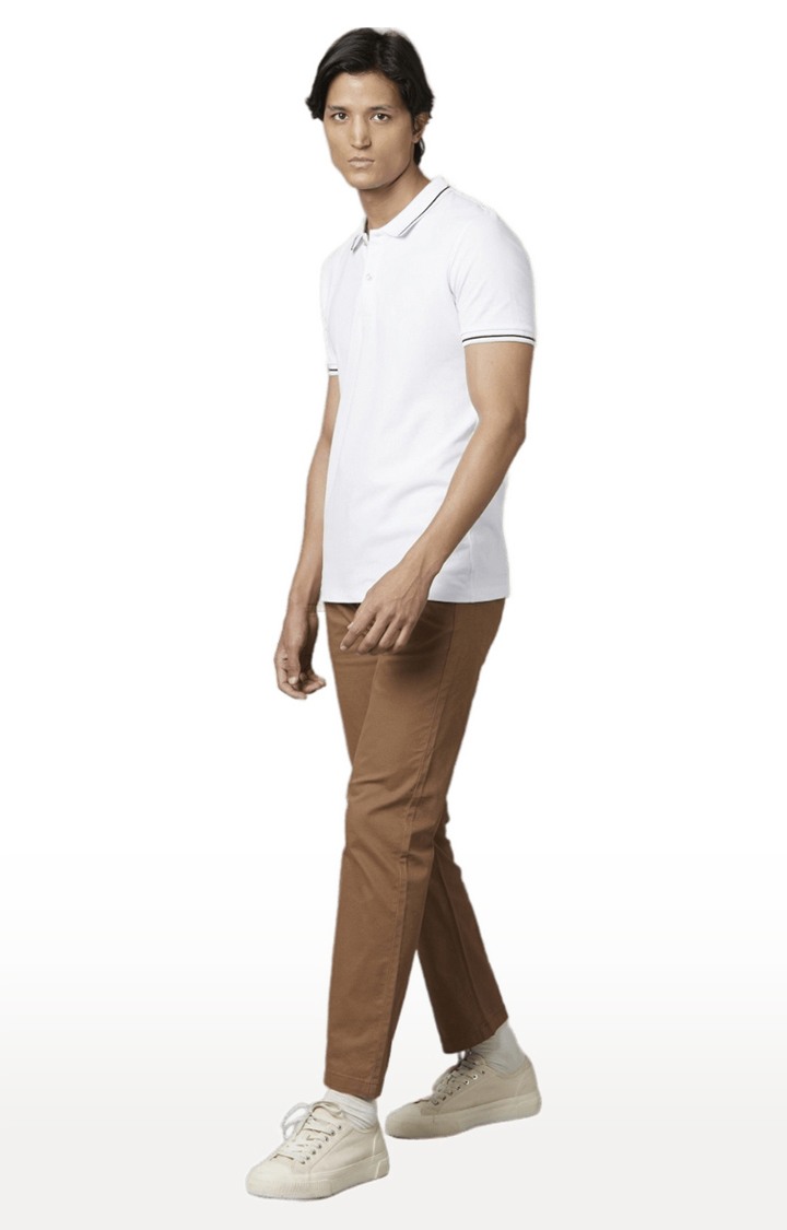 celio | Men's Brown Cotton Blend Solid Chinos 1