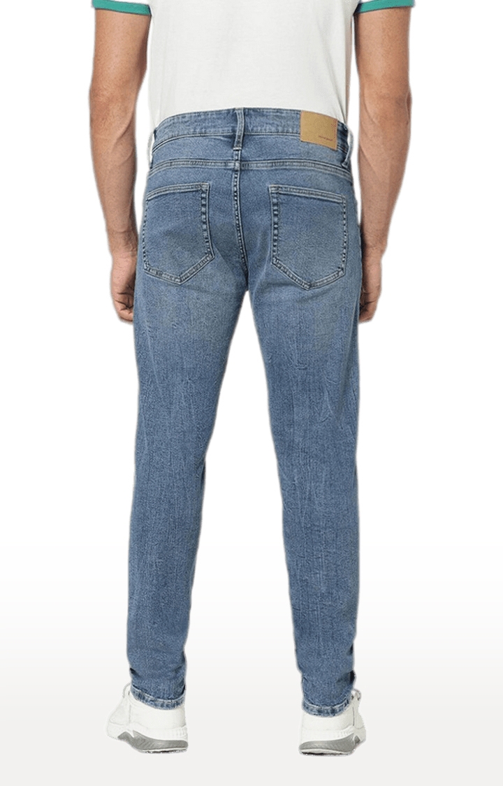 celio | Men's Blue Cotton Ripped Ripped Jeans 1