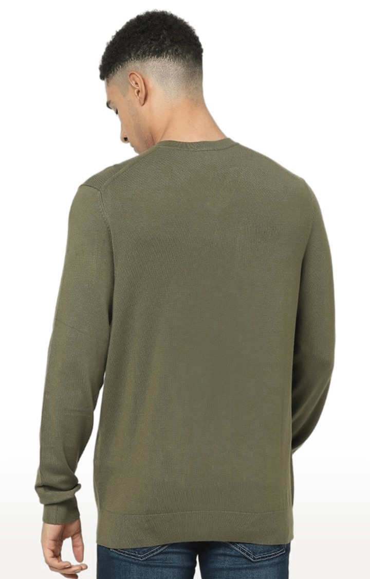 celio | Men's Green Solid Sweaters 4