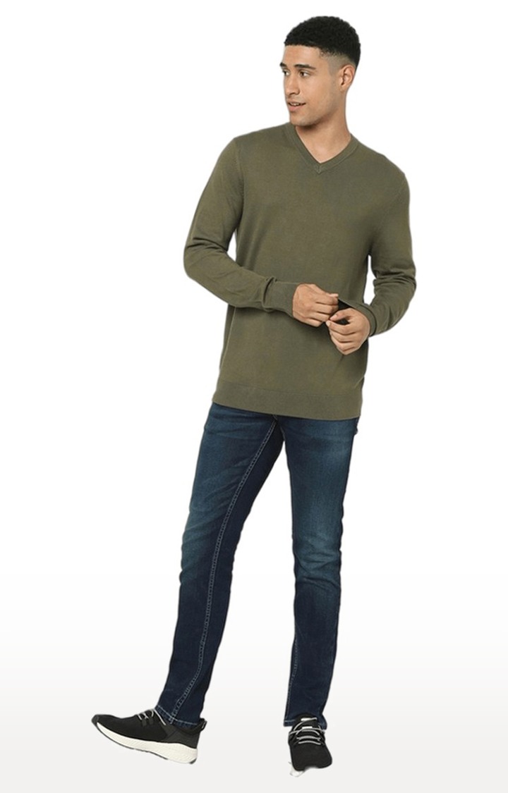 celio | Men's Green Solid Sweaters 1