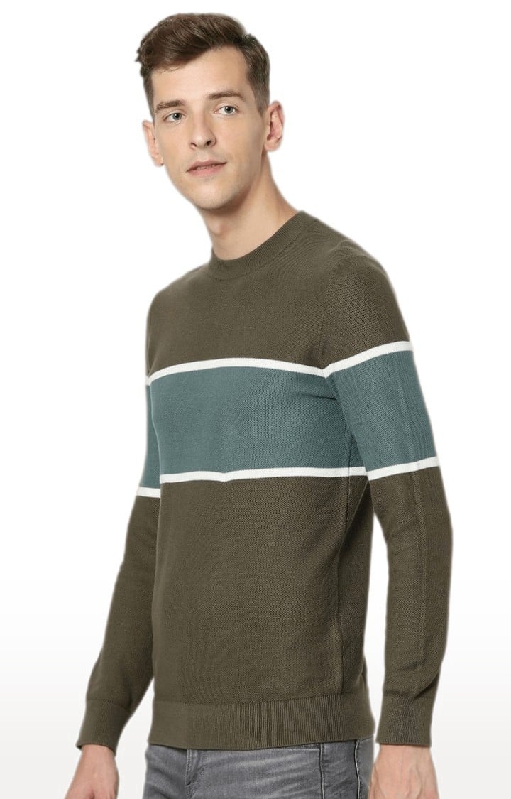 Men's Green Colourblock Sweaters