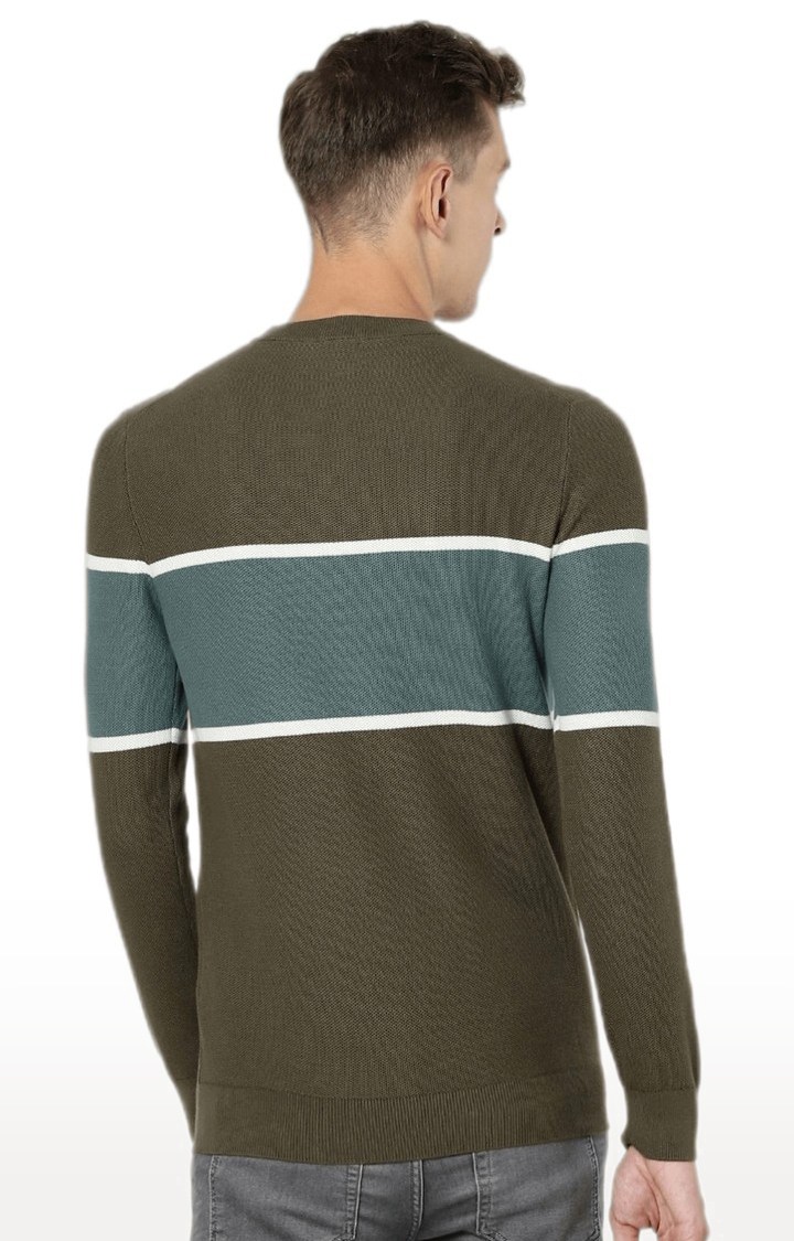 Men's Green Colourblock Sweaters