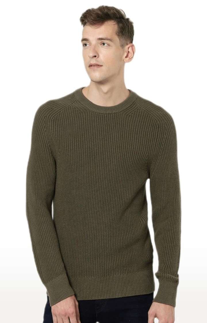 Men's Green Textured Sweaters