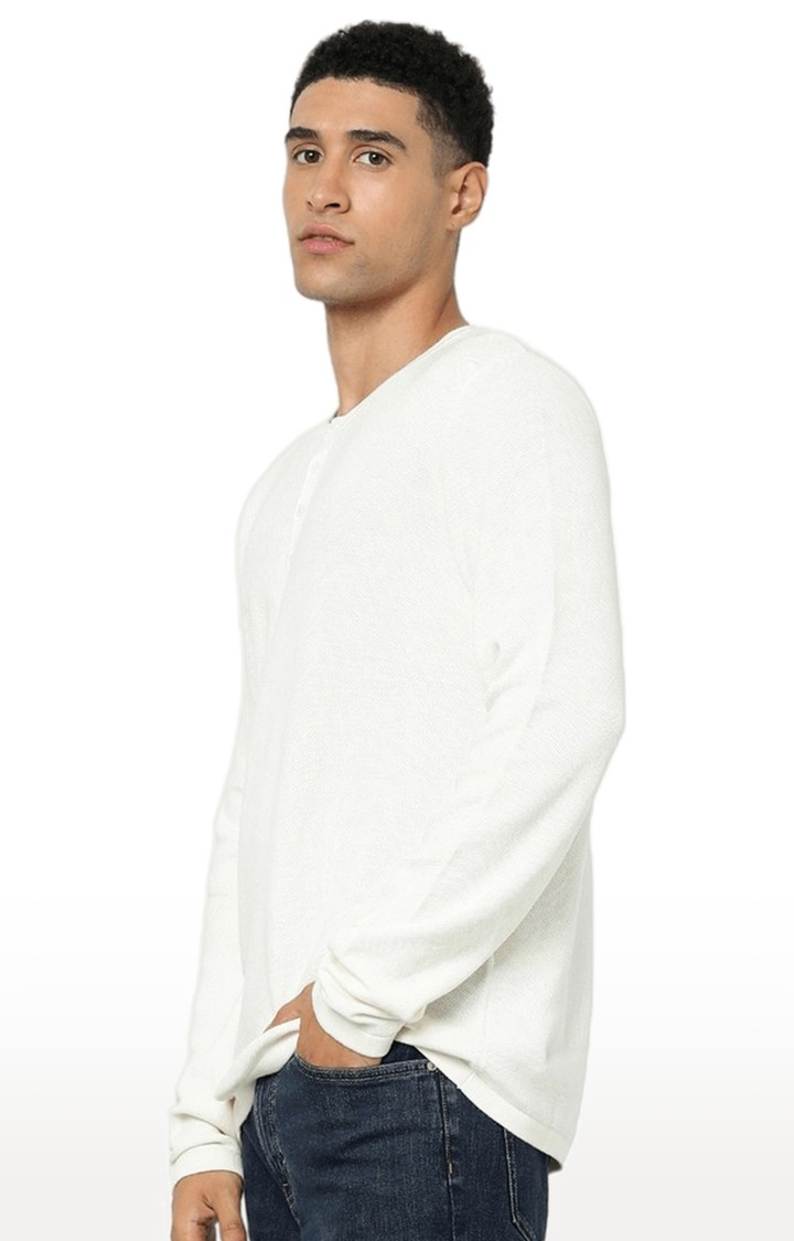 Men's White Solid Sweatshirts