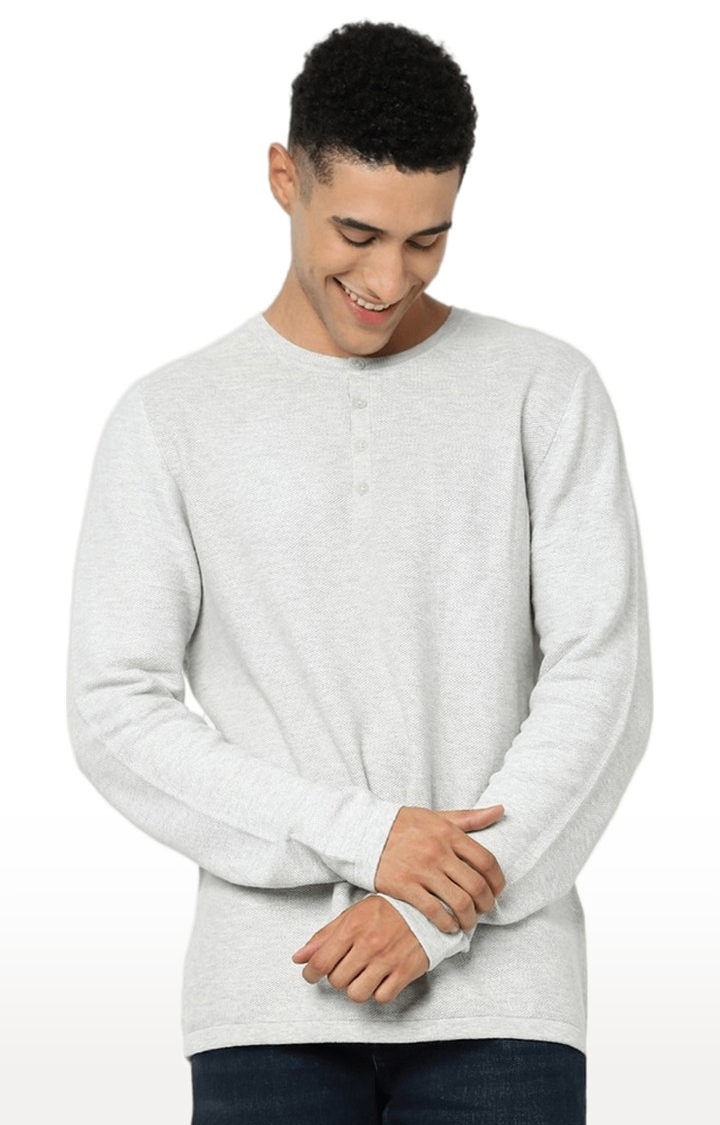 celio | Men's Grey Melange Sweaters