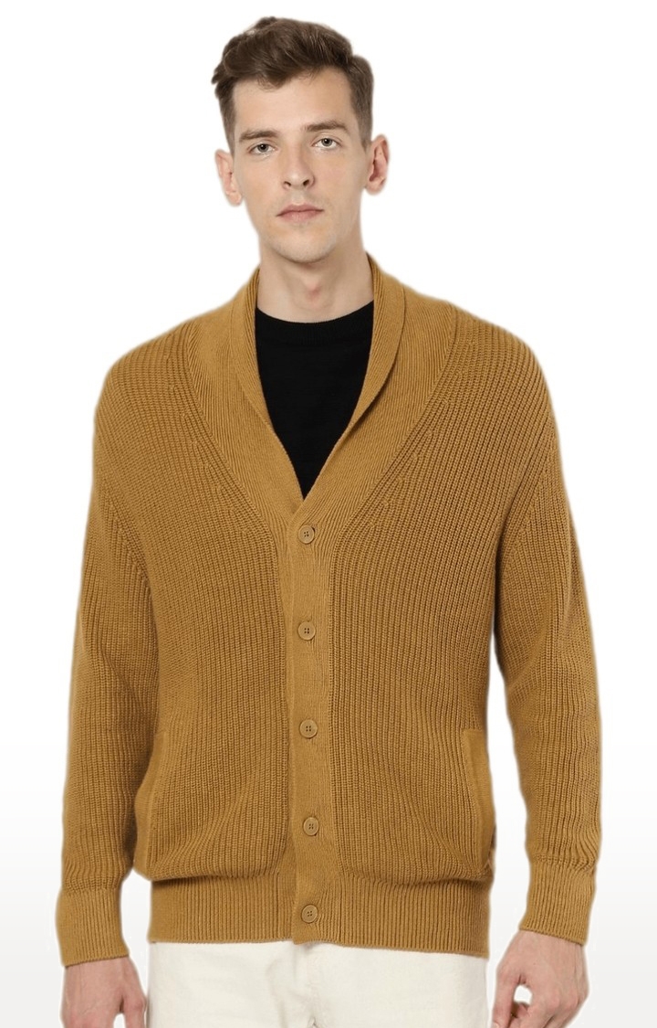 celio | Men's Brown Textured Sweaters