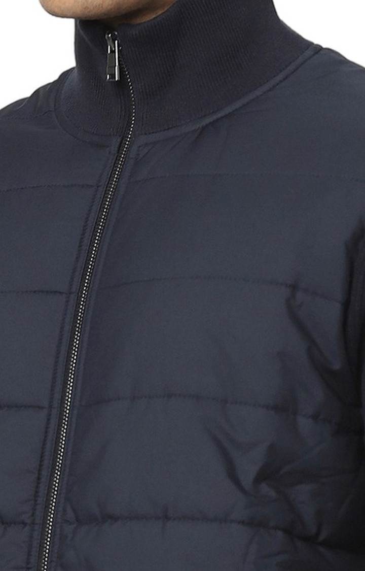 Men's Blue Solid Bomber Jackets