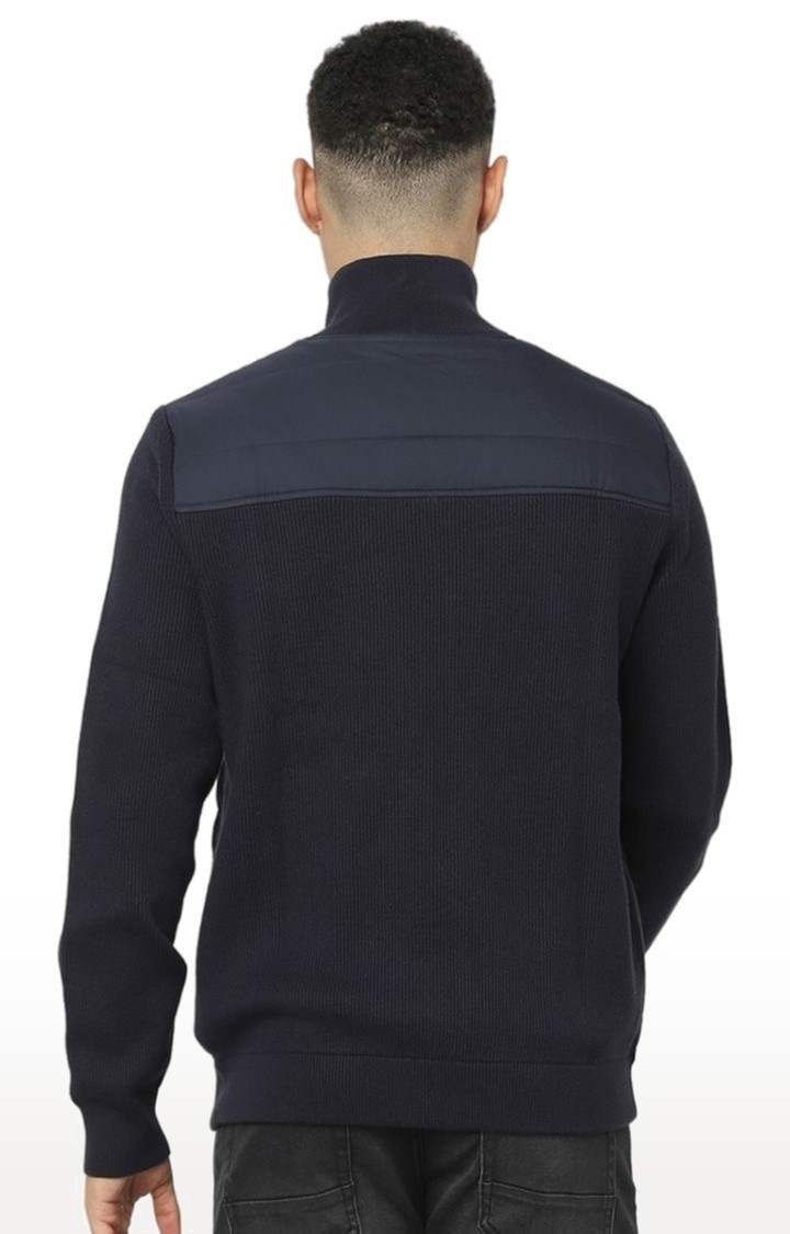 Men's Blue Solid Bomber Jackets