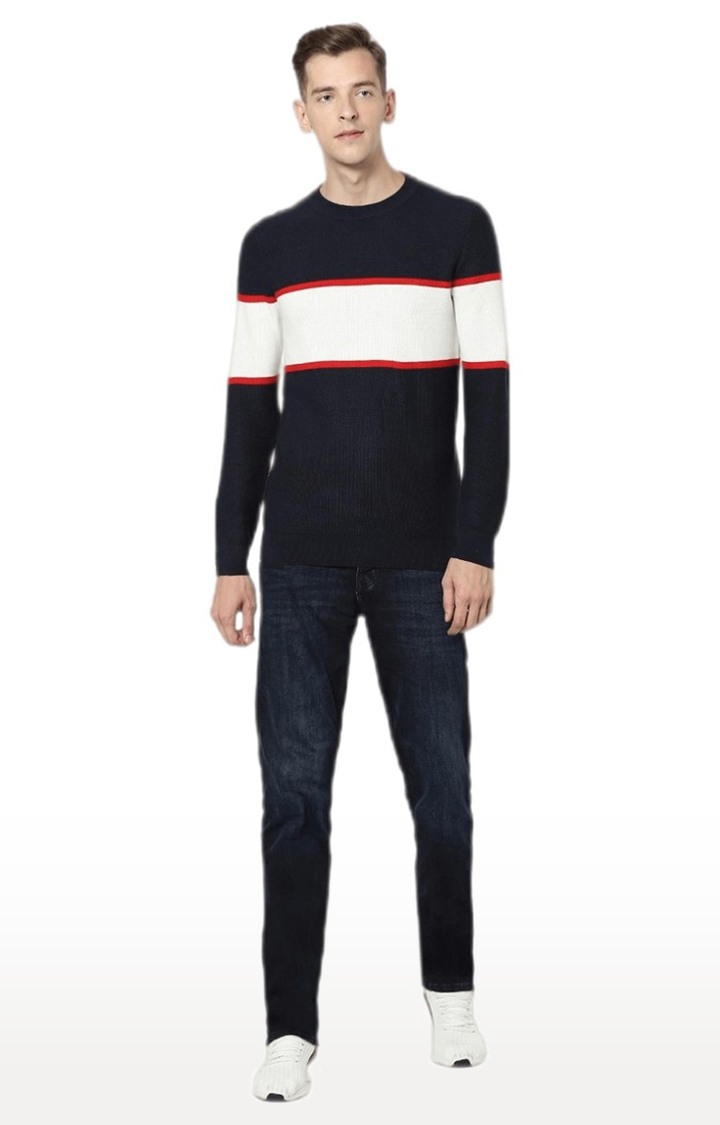 Men's Blue Colourblock Sweaters