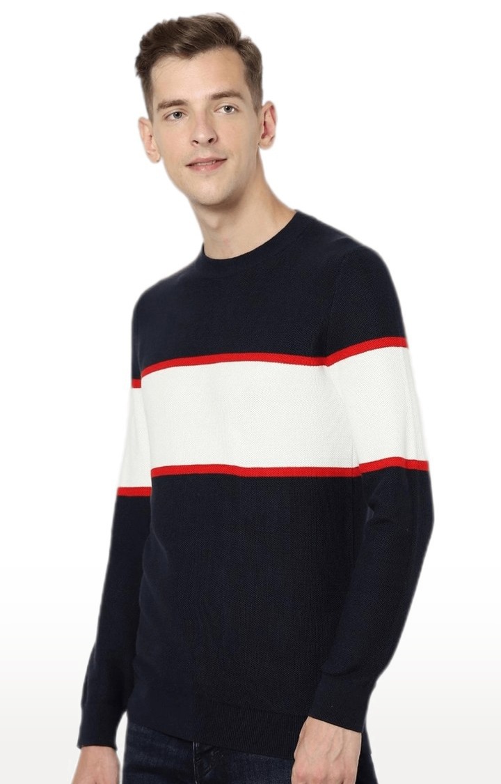 Men's Blue Colourblock Sweaters