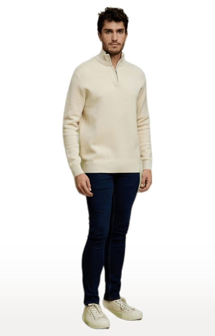 celio | Men's Beige Solid Sweaters 2