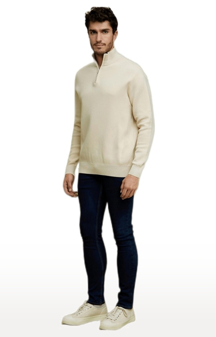 celio | Men's Beige Solid Sweaters 1