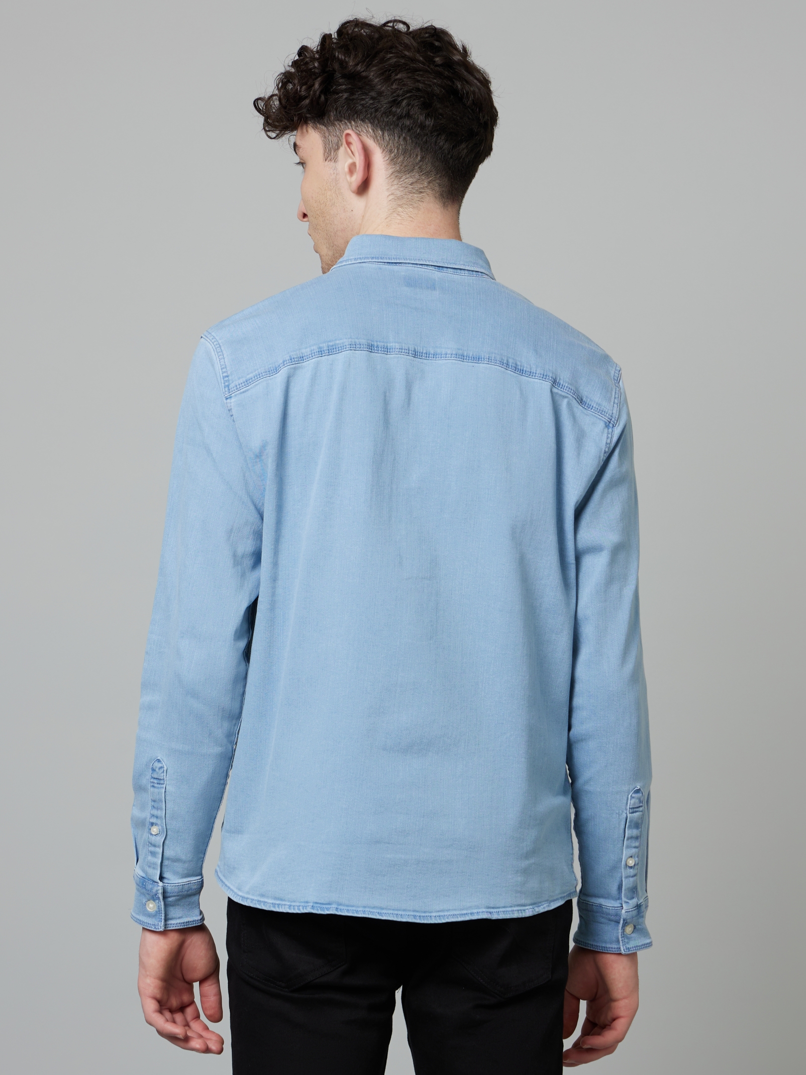 celio | Men's Blue Solid Casual Shirts 1