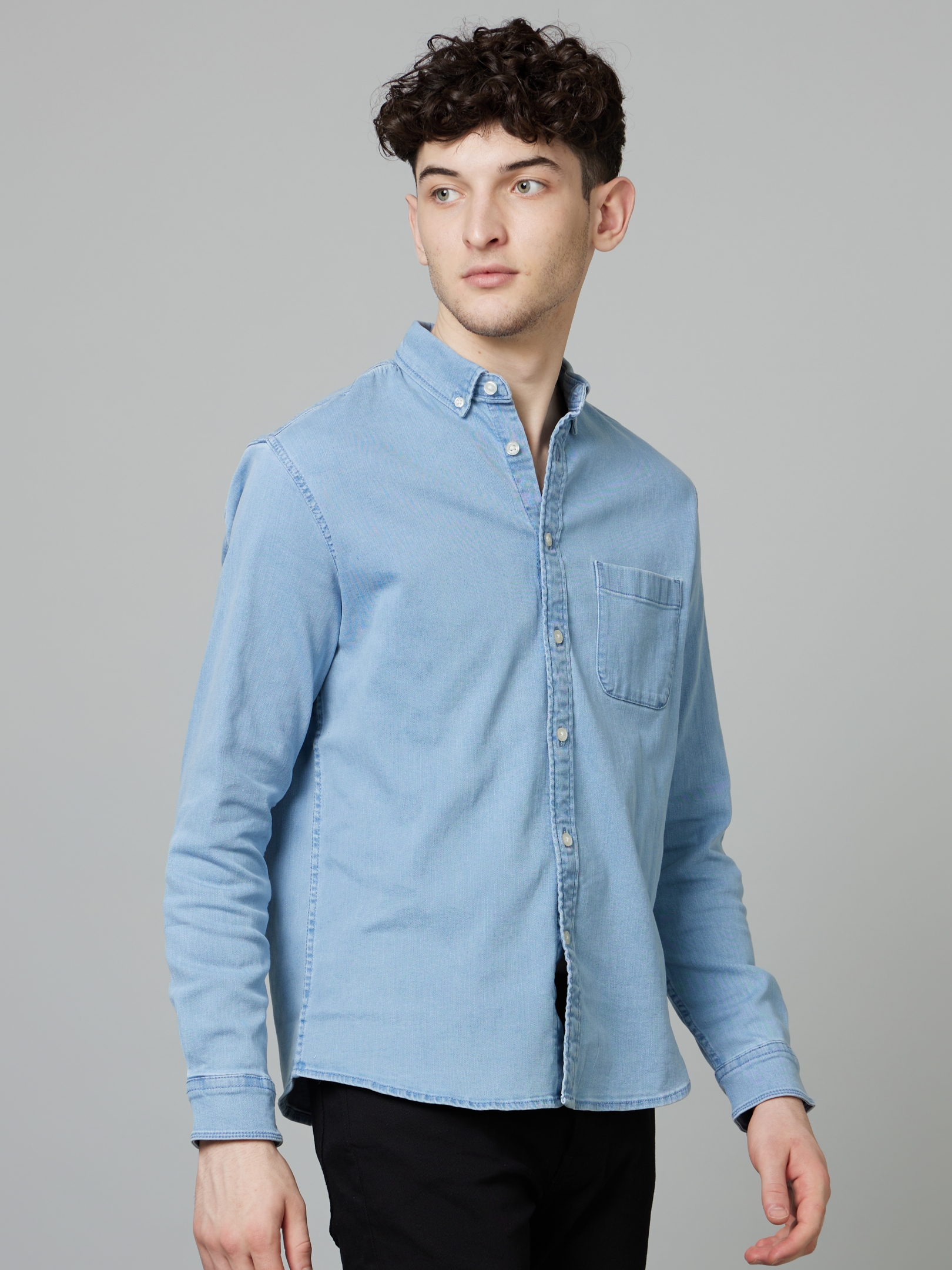 celio | Men's Blue Solid Casual Shirts 2